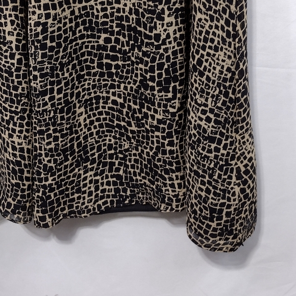 Vintage Cynthia Howie 100% Silk Skirt Womens 12 Black Tan Boho Retro 90s Y2K - Picture 3 of 7